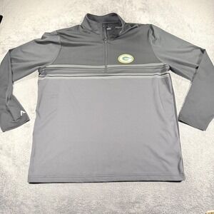Antigua Green Bay Packers Mens Large Grey Quarter 1/4 Zip Pullover NFL Striped